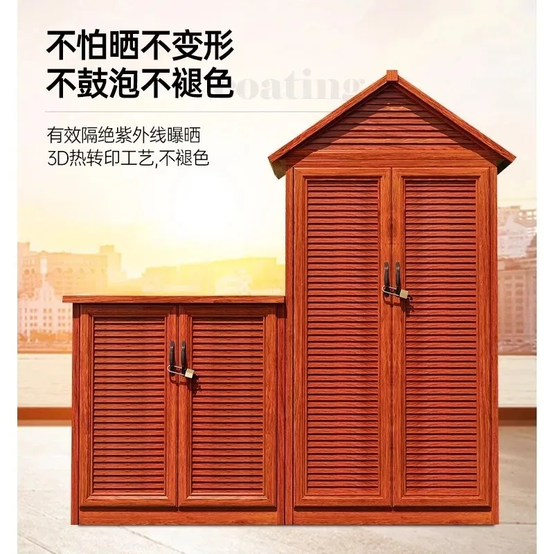 Outdoor tool room courtyard garden locker rainproof and sunscreen all-aluminum outdoor outdoor balcony storage cabinet