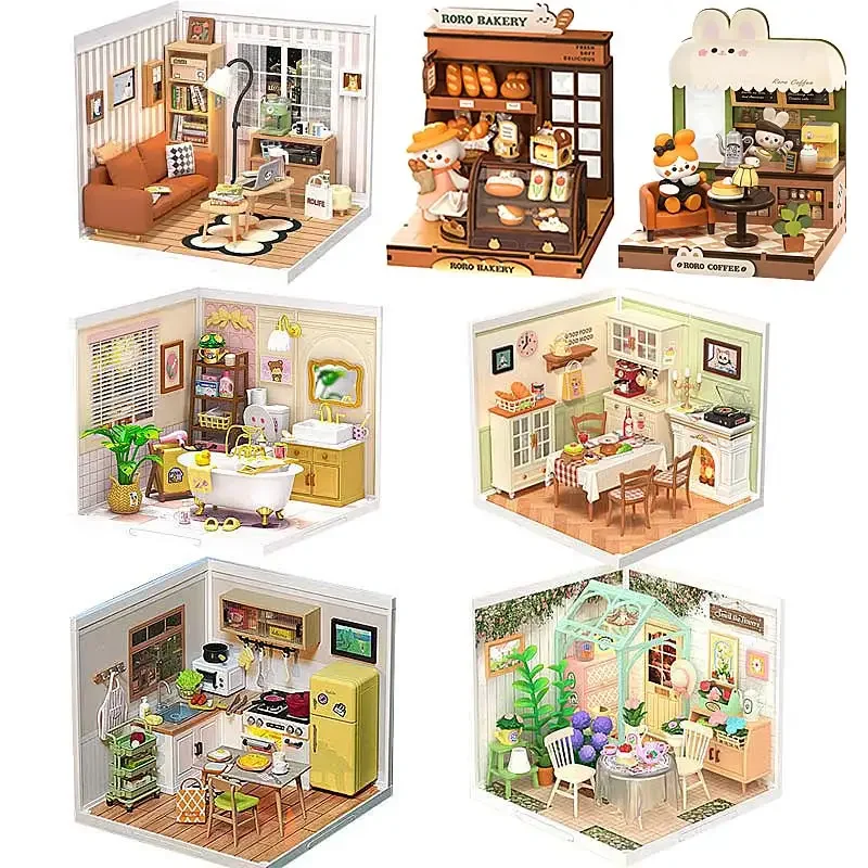 Rolife Super Creator Daily Plastic DIY Miniature House RORO Cafe Energy Supply Store Building Blocks Sets 2024 Best Toys