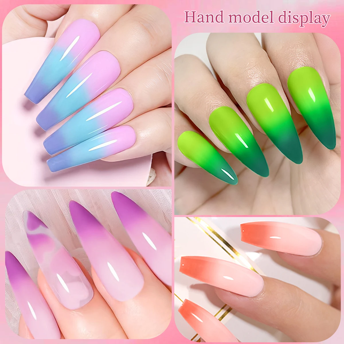 12Color Changing Gel Nail Polish With Sequins, Mood Shifting UV Soak Off Gel Polish, Shiny Temperature Change Nail Art Kit For S
