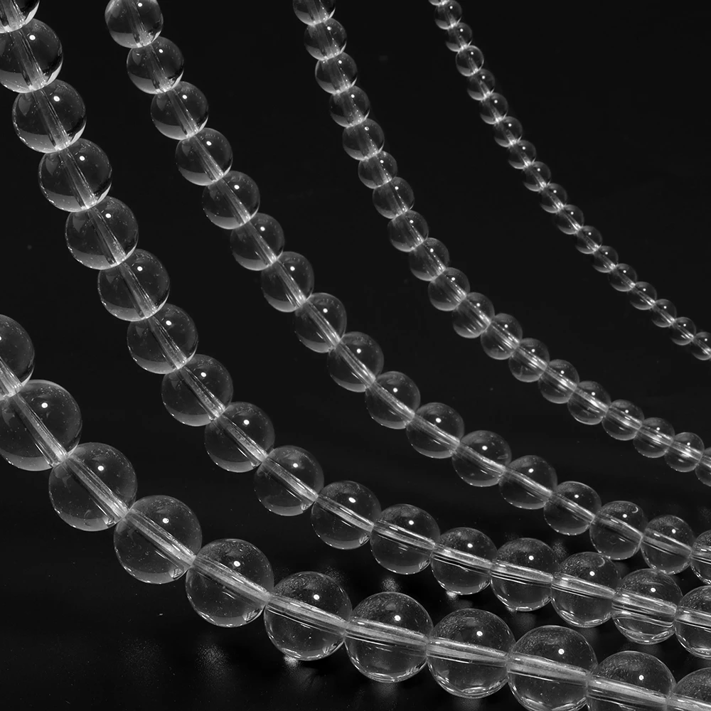 1 Strand Transparent Glass Beads 4/6/8/10/12mm Clear White Round Loose Beads For Jewelry Making DIY Necklace Bracelets Supplies image 5