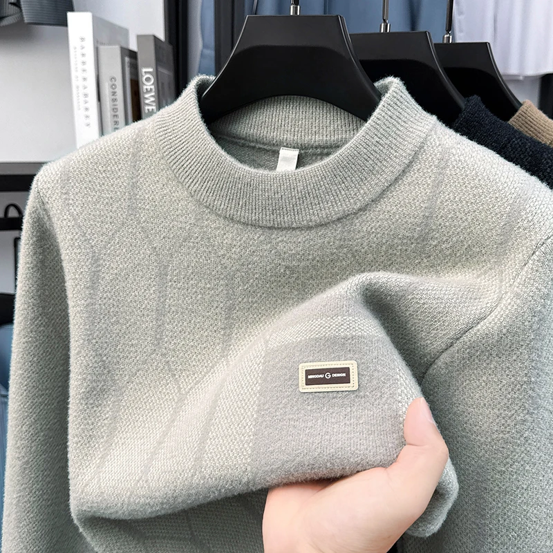Maglione lavorato a maglia Maglione da uomo 2025 Nuovo outfit da papà a collo semi alto autunno e inverno per il calore