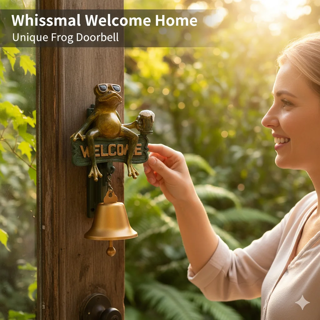Wall Mounted Retro Beer Drinking Frog Bell Metal Door Bell For Farm House Bar Outside Decorative Rustic Accent Bells