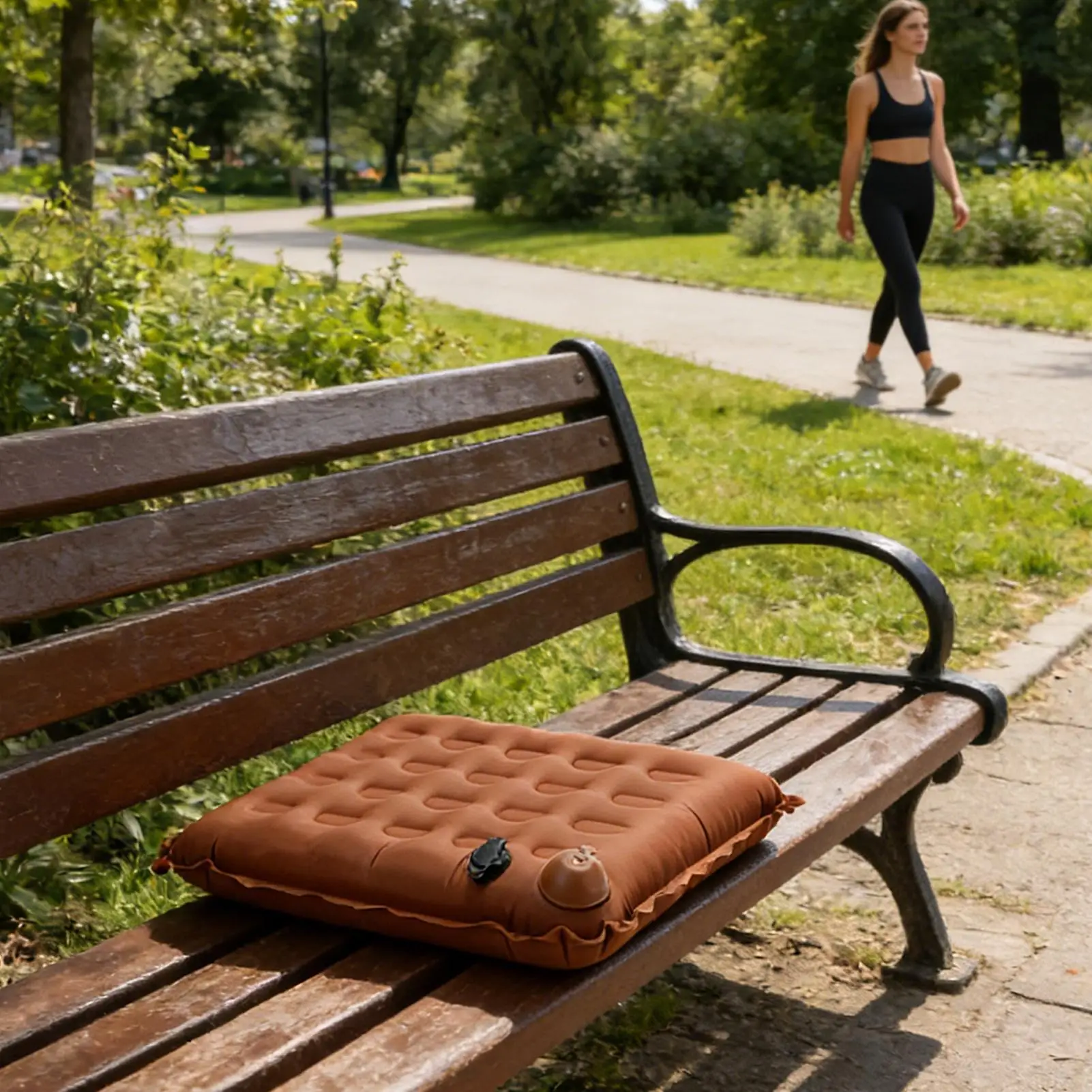 Stadium Seat Cushion With Reflective Strip Self Inflating Support Stadium Seat Outdoor Chair Cushion For Outdoor Hiking Fishing