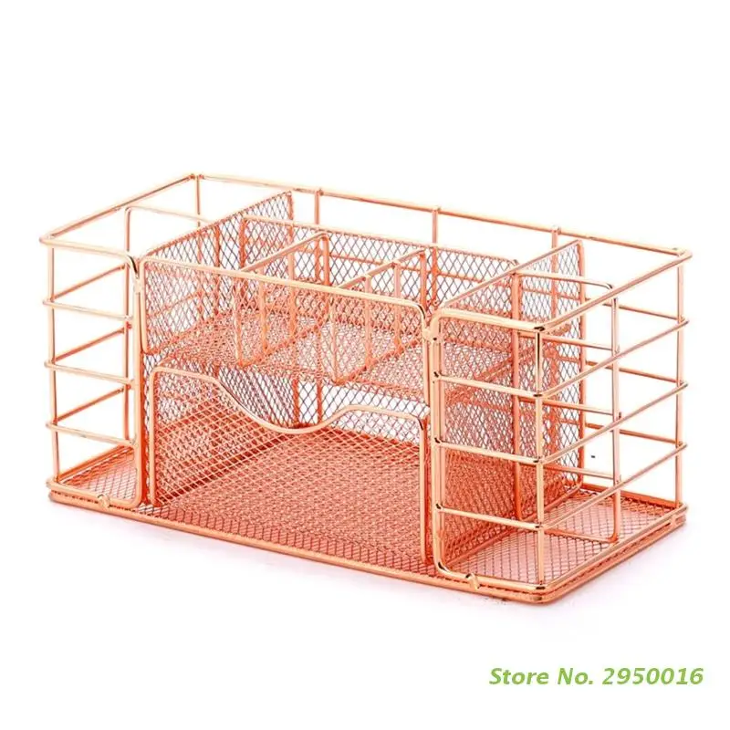 

Iron Wire Desk Pen Organizer with Drawer Makeup Display Holder Skincare Caddy for Home Office Desk Organizer Accessories