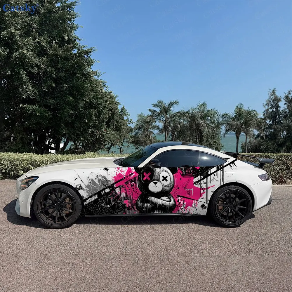

2pcs.Edgy Pink Panda Cyber Y2K Car Sticker Car Side Decals | Self-Adhesive PVC Waterproof & Scratch-Resistant Stickers