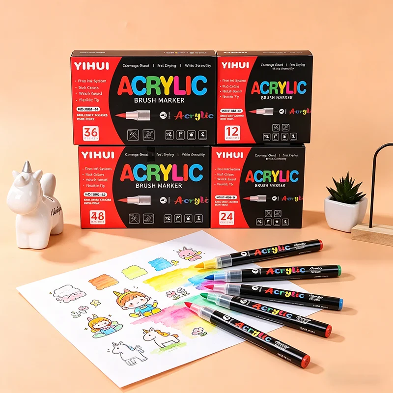 12～60色  アクリルペイントマーカーペンセット  水性  - Illustration Marker Set のレビューと価格