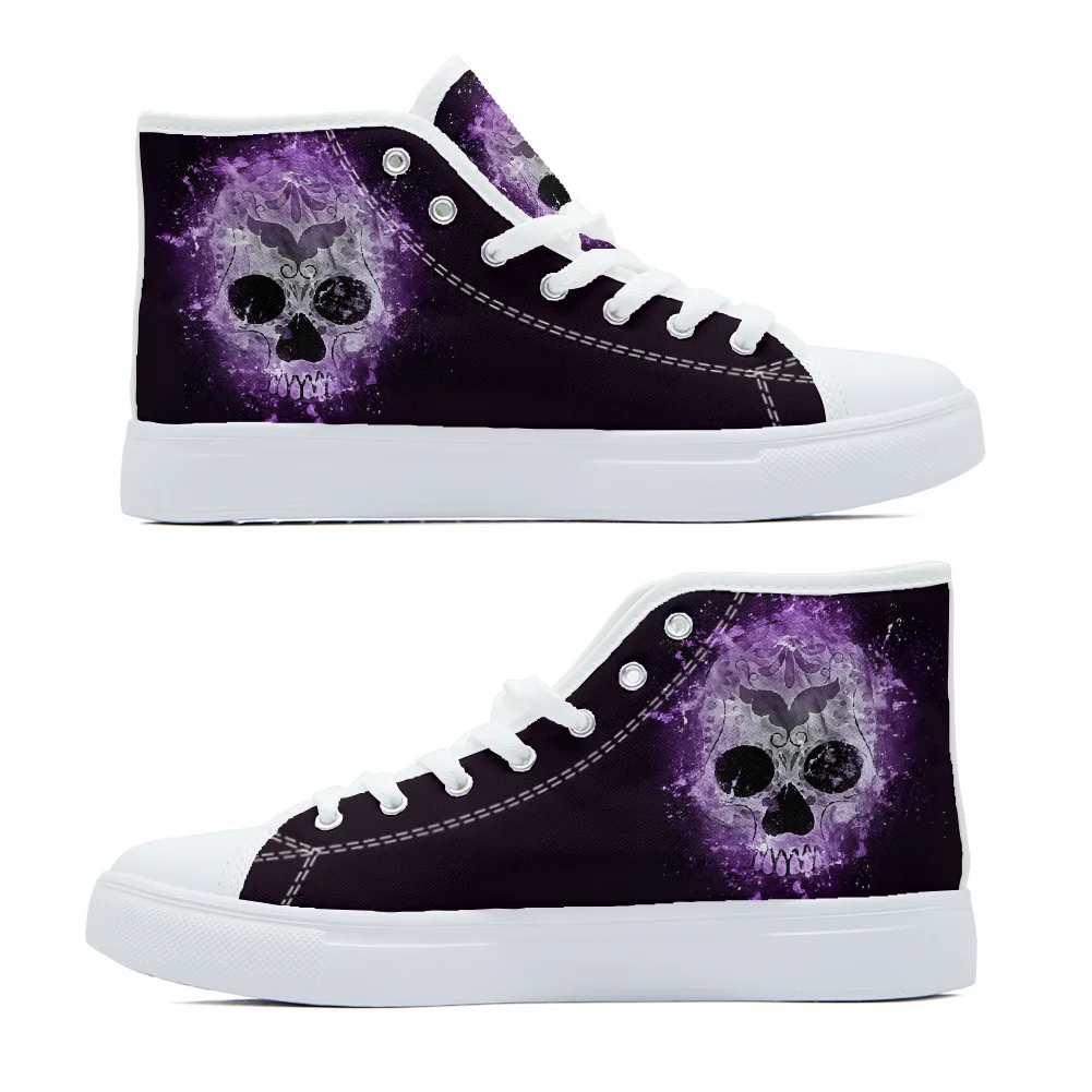 

Purple Skull painting high-top canvas shoes casual fashion shoes campus sneakers for man and woman sport shoes