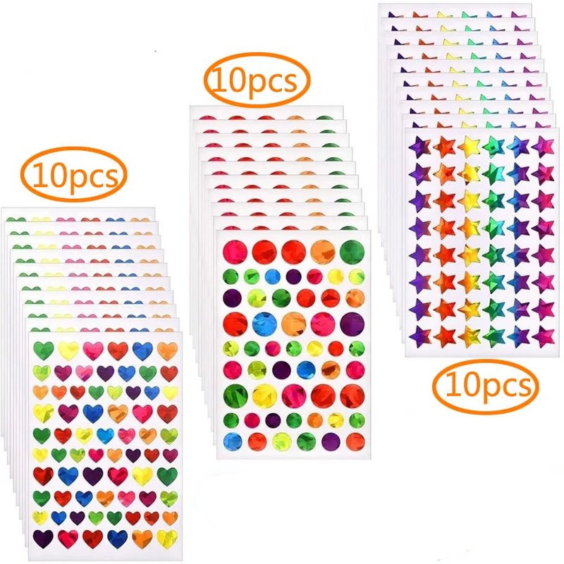 1710pcs 30 Sheets Love Star Stickers for Kids Reward Small Sparkly Sticker for School Student Teacher Supplies DIY Decoration
