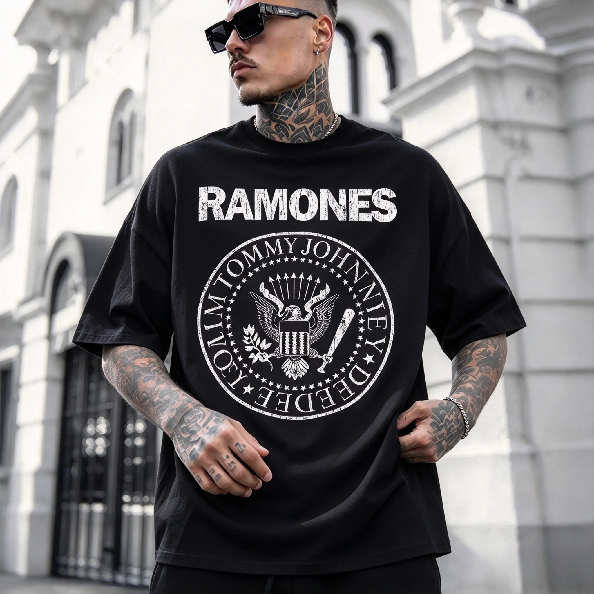 Summer 2026 Hot American Legendary Punk Band Ramones Theme Cotton T shirt Outdoor Casual Fashion Men Short-sleeved T-shirt Y2K