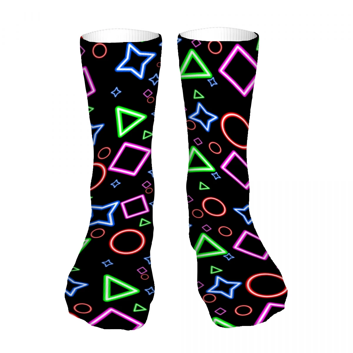 Multicolored Geometric Mens Womens Funny Crew Socks Cool 3D Printed Design Socks Fashion Comfortable Basketball Socks