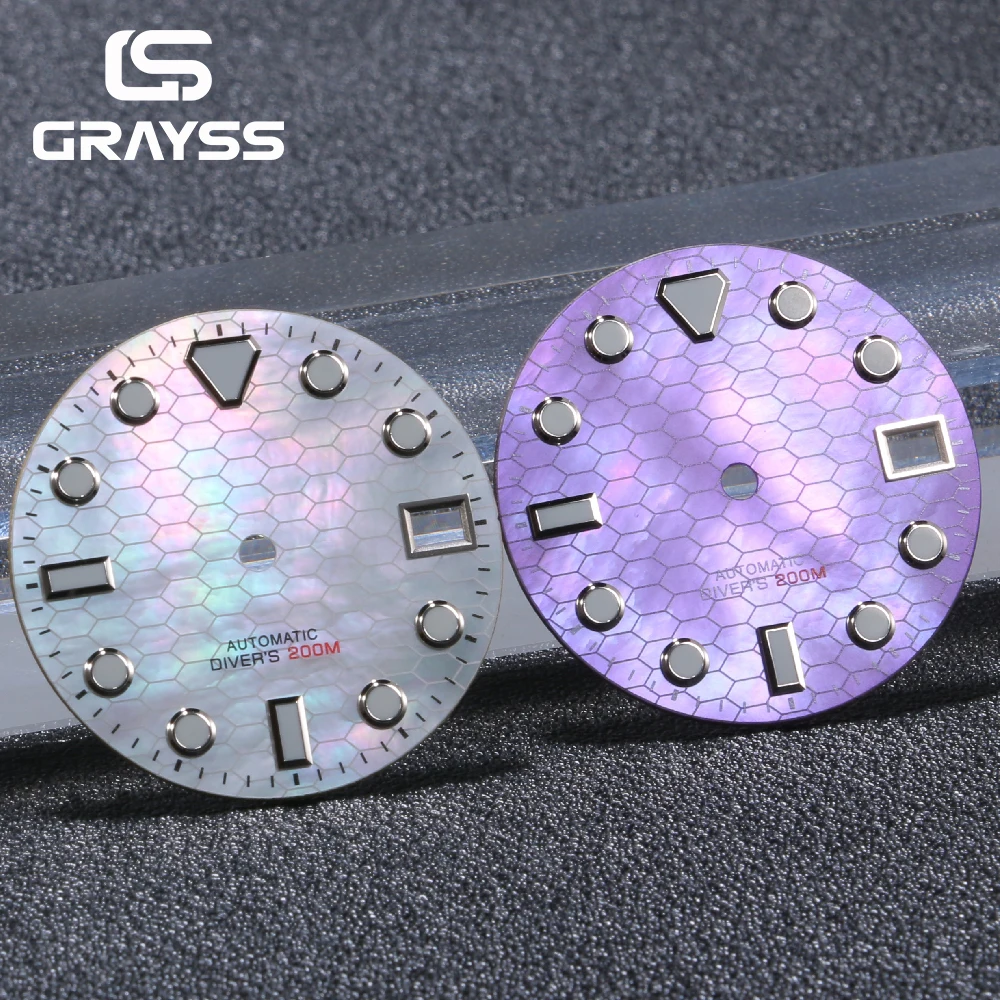 

New 28.5mm Blue Luminous Dial Fit NH35 NH36 Movement SKX mod splicing pattern MOP Mother of Pearl Watches Accessories Faces