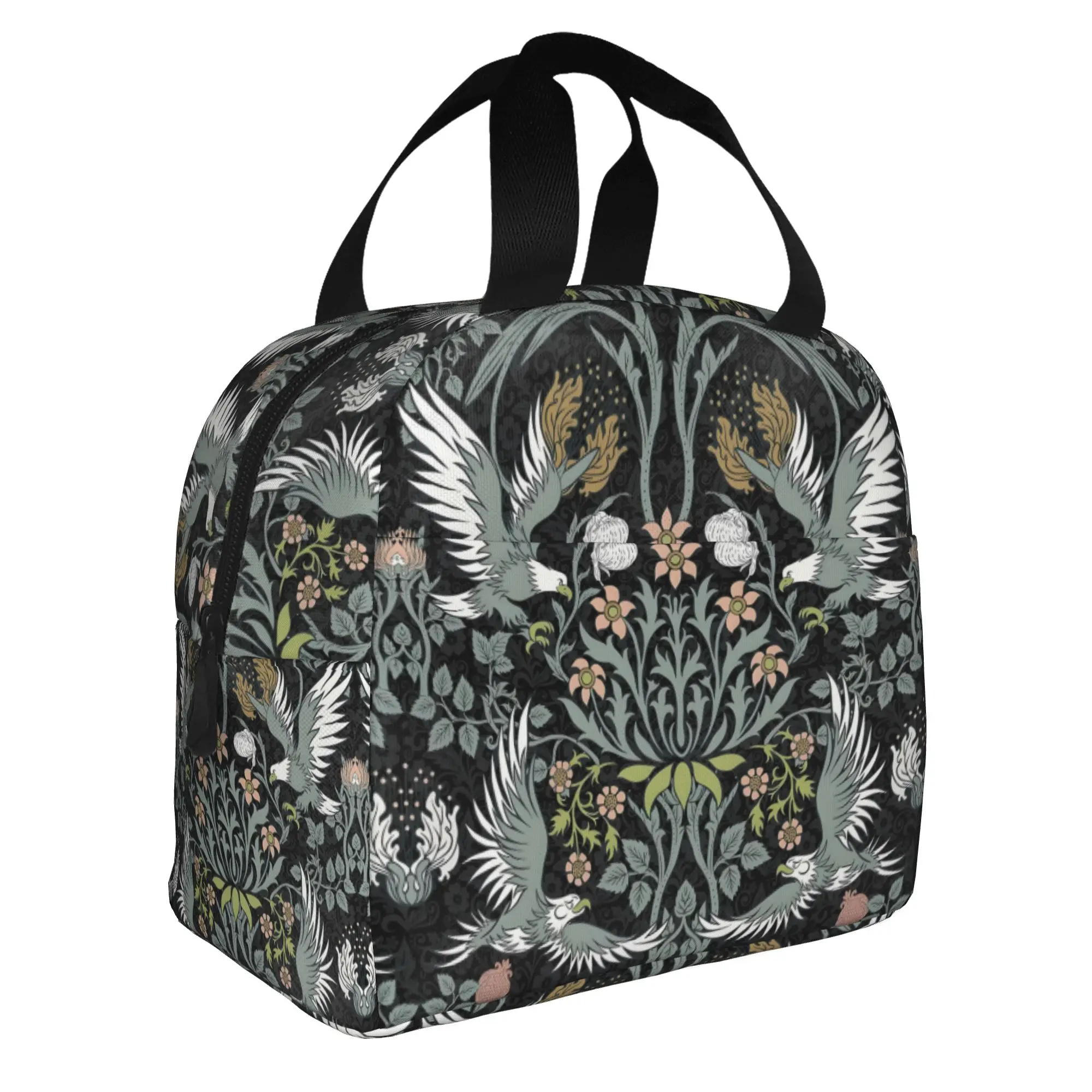 William Morris Insulated Lunch Bags for Work School Bird Pattern Portable Cooler Thermal Bento Box Women Men