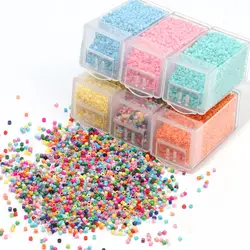 1000pcs 3000pcs/box 2mm Czech Glass Seed Beads Tube Shape Boxed Beads BOHO Jewelry Fashion Make DIY Waist Chain Accessory Supply