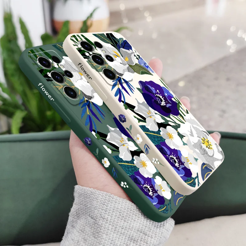 Purple Iris Phone Case For Samsung Galaxy S24 S23 S22 S21 S20 S10 S10E S9 Ultra Plus FE Note 20 Ultra 10 9 Plus Cover