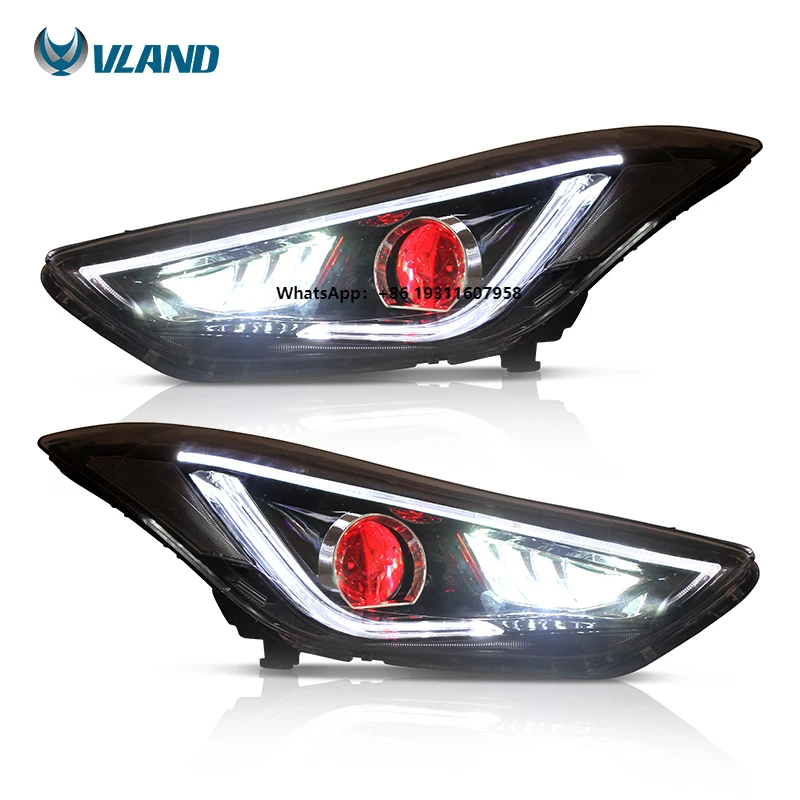 VLAND Factory LED Car Headlights 2012-2015 Fifth Generation Avante Facelift Head Lamp Auto Lamps for Elantra Head Lights