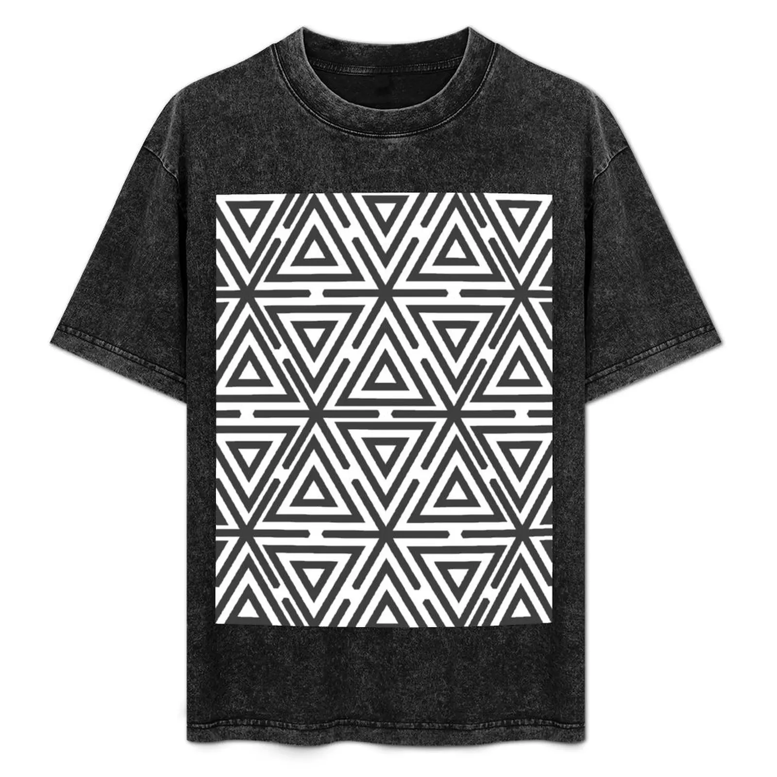 Gray Triangles Tribal Pattern T-Shirt plain luxury designer mens designer t shirt