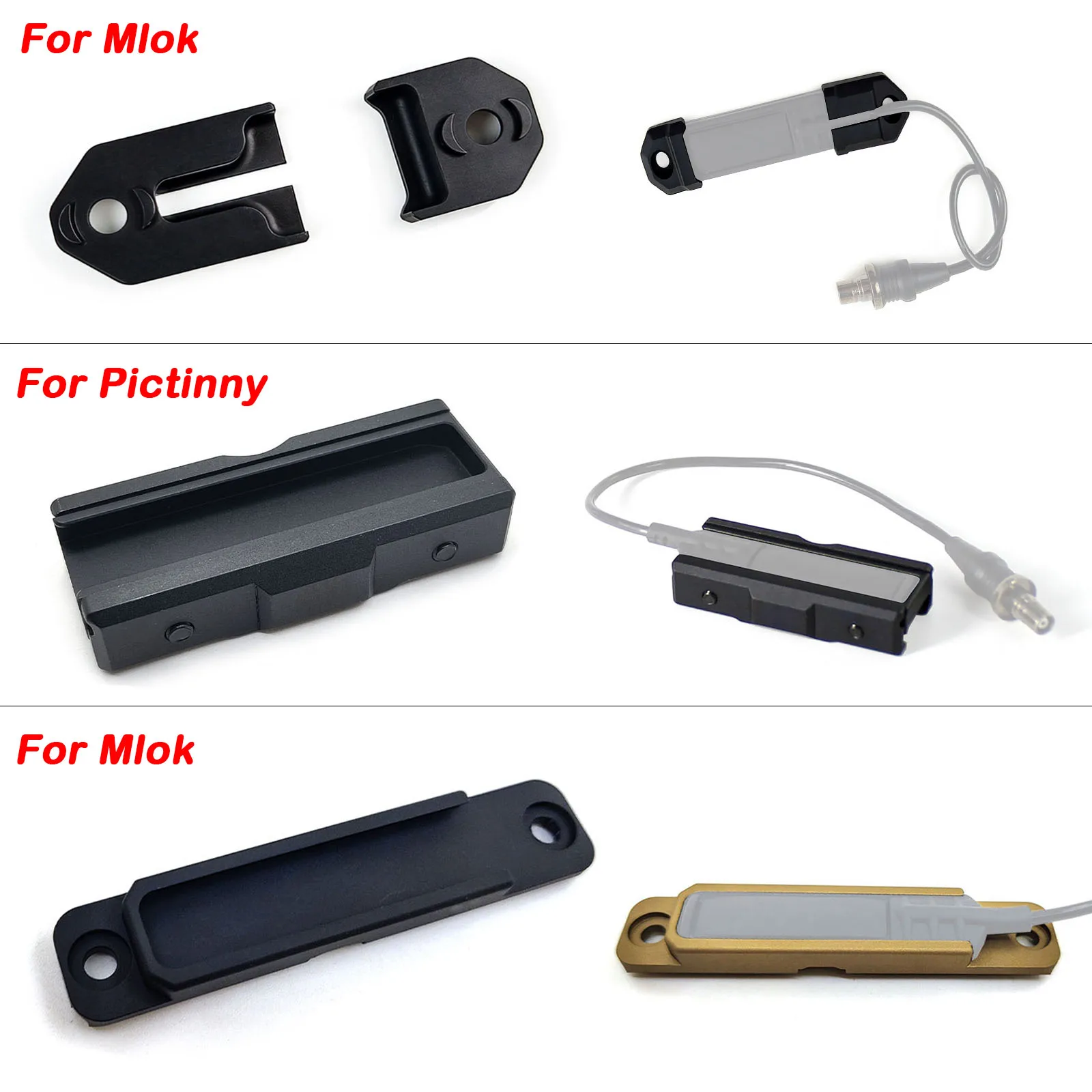 

Tactical Flashlight Switch Pressure Pad Mounting Slot Fit For Light M300 M600 DBAL-A2 Remote Switch Mlok Rail / 20mm Rail Mount