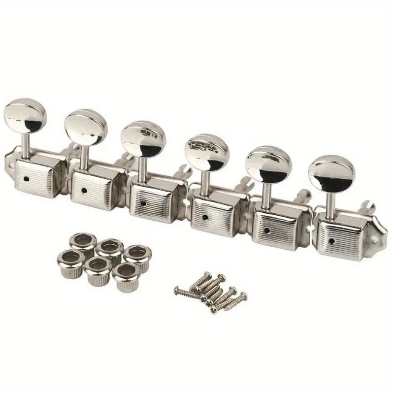 One Set of 6-in-line 6R Nickel Silver Vintage Electric Guitar Machine Heads Tuners Tuning Key Pegs Guitar Accessories view 2