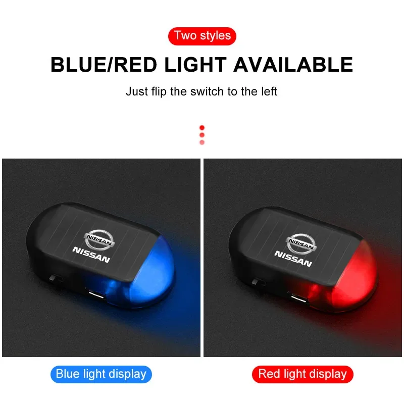 LED Solar Powered Fake Security Light Simulated Car Led Warning Light For Nissan Nismo Qashqai Teana X Trail T32 T31 Tiida Juke view 5