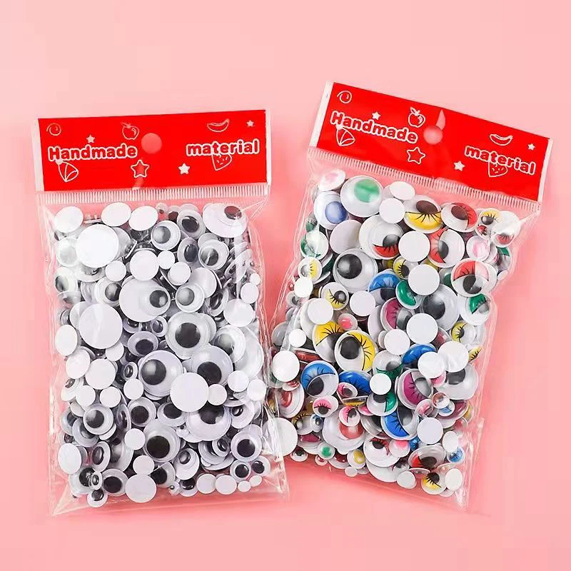 100 sztuk/pudło DIY bezpieczeństwo Wiggly Googly Eyes naklejki samoprzylepne dla rzemiosła zabawki czarny biały duża ruchoma lalka Amigurumi