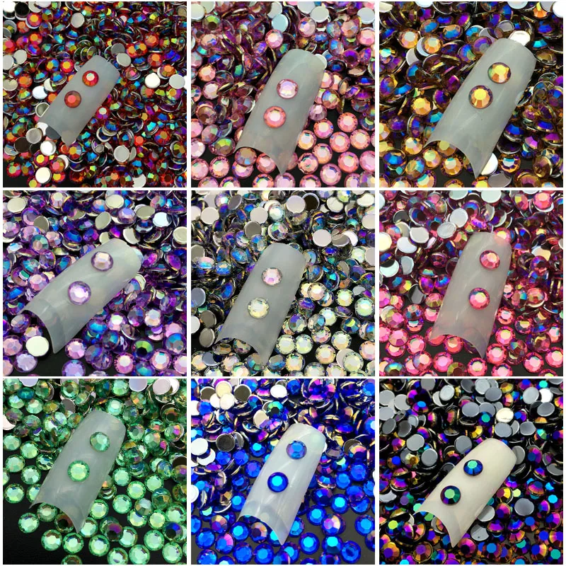 60pcs/pack 5MM DIY 3D Acrylic Crystal Rhinestones Round Colorful Glitters Nail Art Decorations Makeup Tools