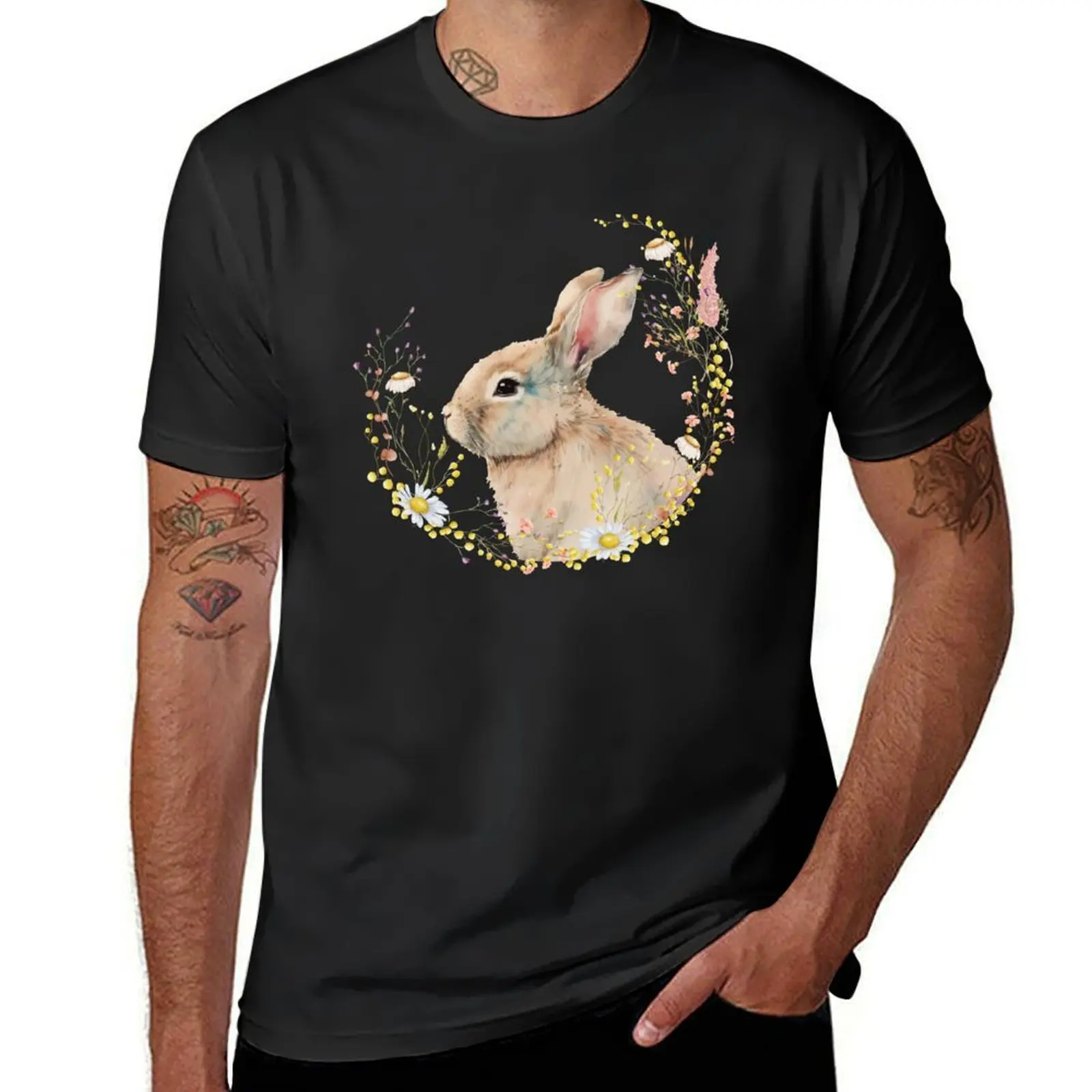 

Bunny Spring Flowers Easter Bunny Easter T-Shirt graphics vintage aesthetic clothes mens funny t shirts