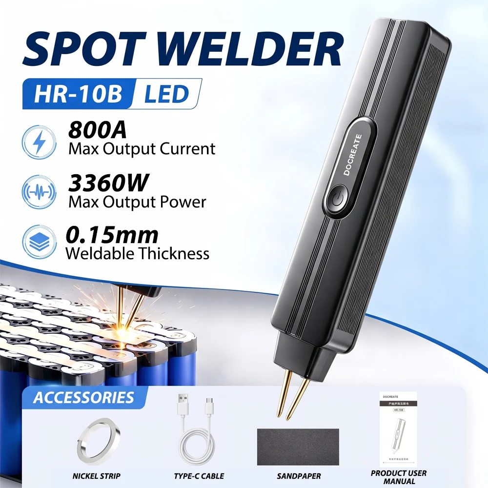 Wireless Handheld Spot Welder Lithium Battery Powered Adjustable Power Fast Charging Auto Touch Spot Welding Overheat Protection