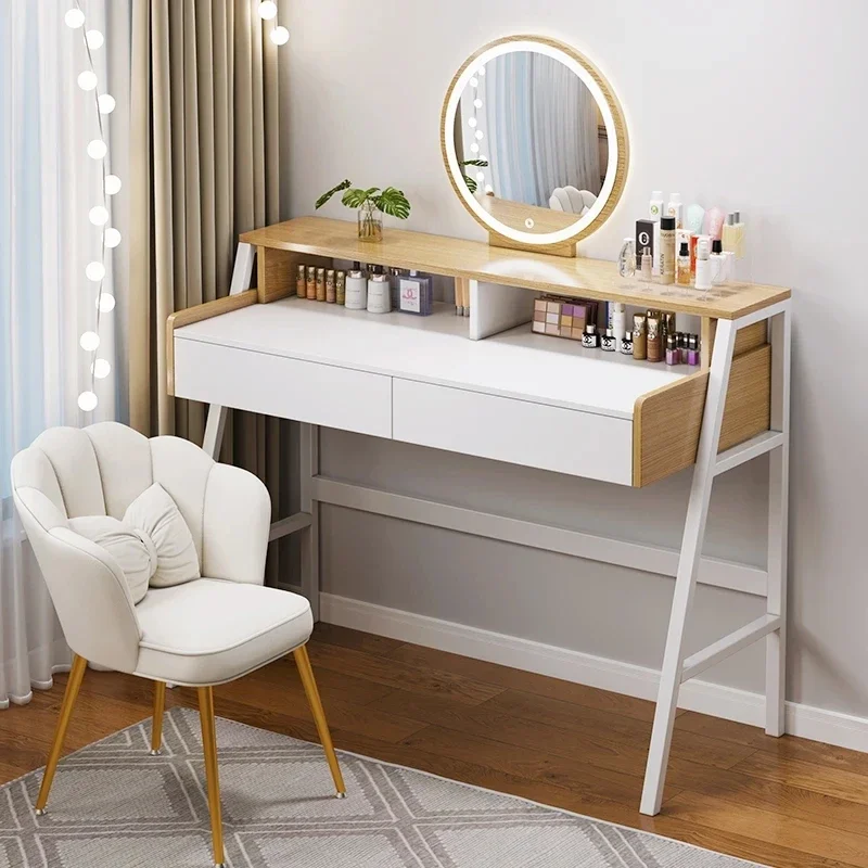 

Storage Makeup Vanity Table Modern Luxury Mirror Simple Vanity Table Nordic Bedroom Penteadeiras De Maquiagem Furniture