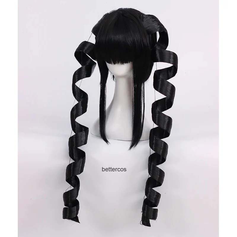 

COSda@Danganronpa Dangan Ronpa Celestia Ludenberg Cosplay Wig Ludenbeck Black Roll Heat Resistant Synthetic Hair Wig + Wig CapCO