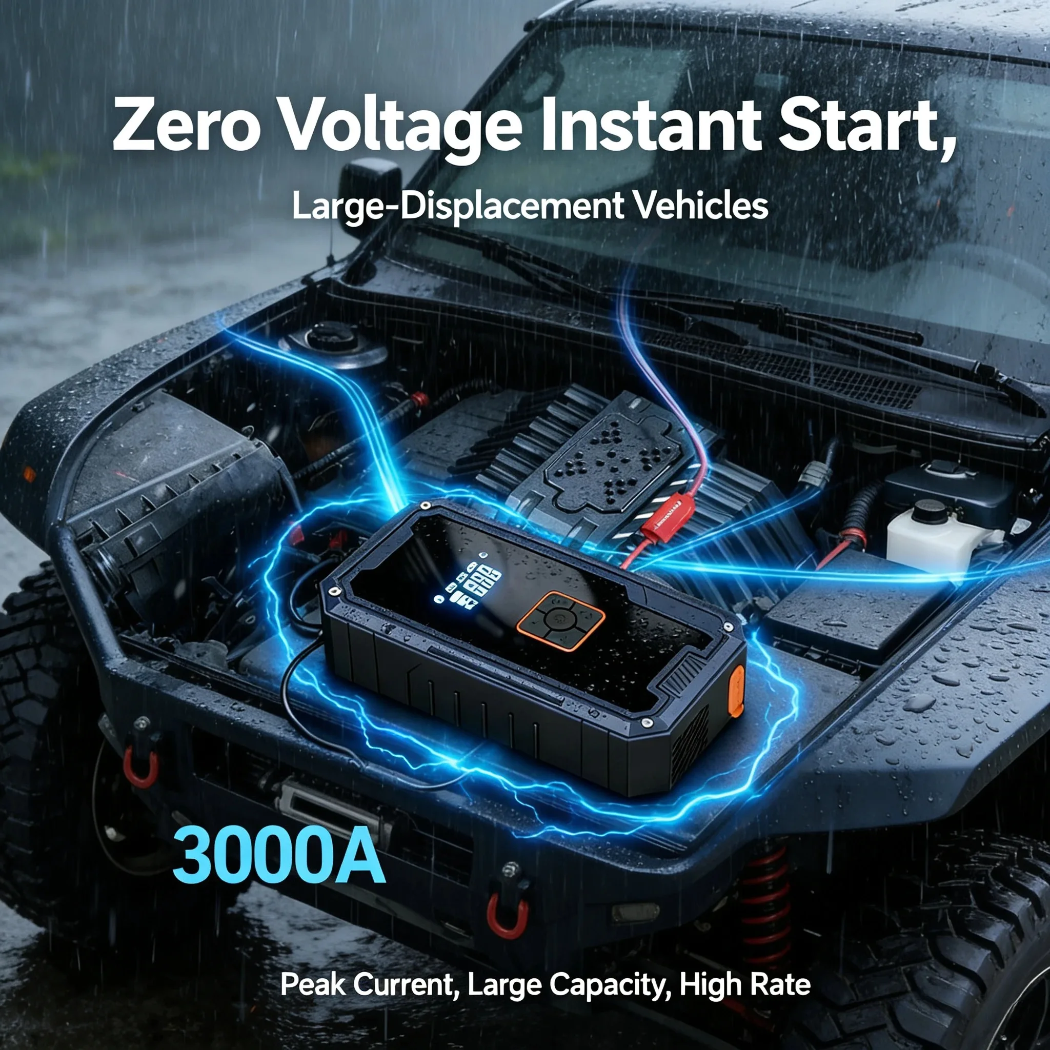 3000A 99800mAh Car Jump Starter with 150PSI Tire Inflator 4 in 1 12V Auto Battery Booster Portable Power Bank LED Light