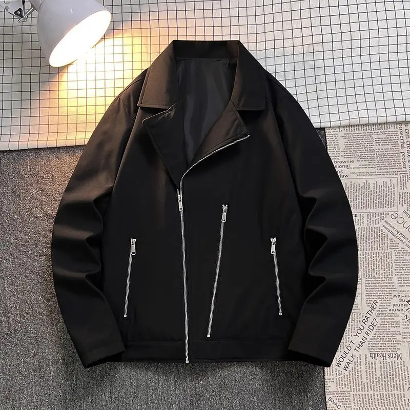 Zippered Men's Spring Autumn Design New American Casual Jacket Trendy Retro Lapel Handsome