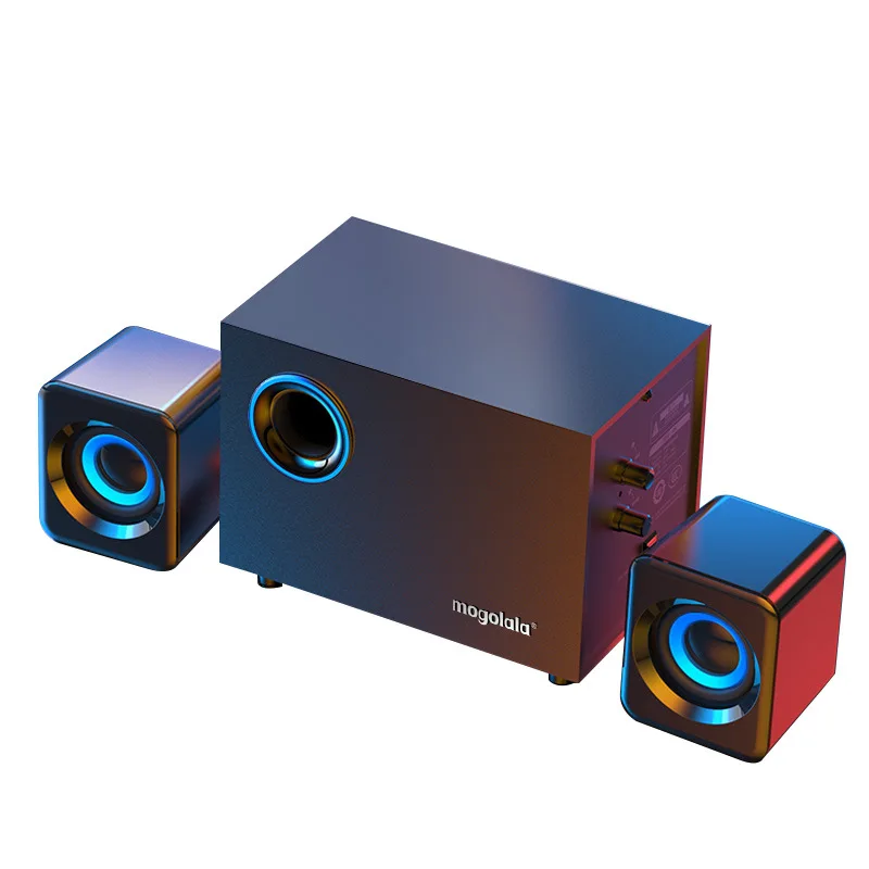 Caisson de basses filaire en bois haut-parleurs Bluetooth HIFI canal 2.1 Home cinéma avec éclairage rvb pour TV/ordinateur Boombox Center de musique