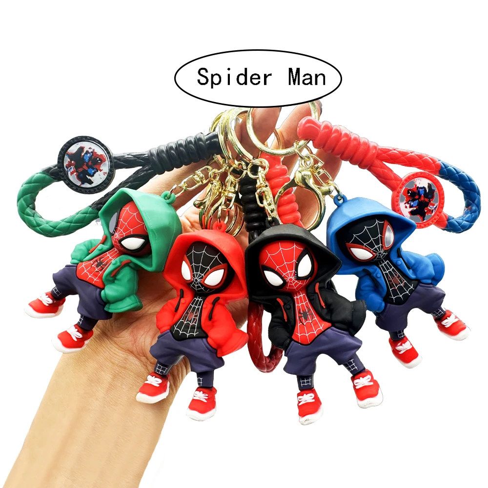 Spider Man Action Figure Spiderman Keychain Anime Accessories Spider-man Keyring Doll Backpack Pendant Men Car Key Ring Kid Toys