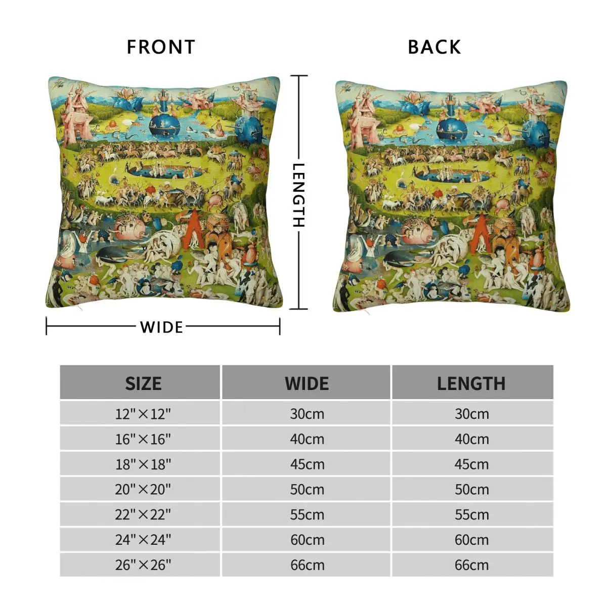 Garden Of Earthly Delights Hieronymus Bosch Pillowcase Polyester Linen Velvet Creative Zip Decor Home Cushion Cover