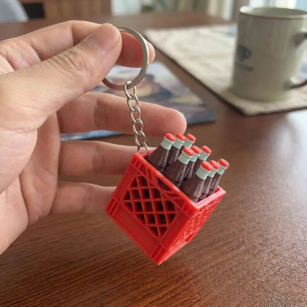 3D Printed Soda Crate Clicker Keychain Funny Novelty Mini Crate Click Lifelike Plastic Squeeze Fidget