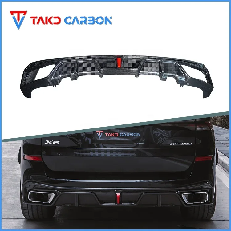 TAKD Carbon Brand 3K Twill  100% Dry Carbon Fiber Material Rear Car Bumper Diffuser Lip For BMW X5 G05 2022