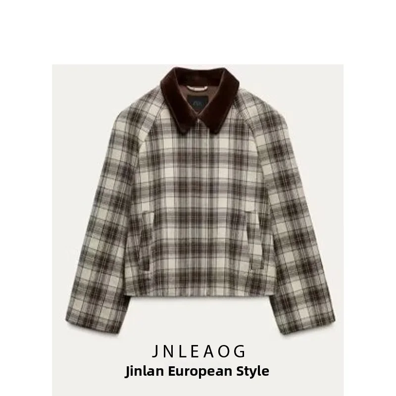 

Faionable клетчатый плащ Sle Jaet Верхняя одежда для женщин Осень Новое поступление Повседневное свободное длинное пальто из полиэстера све