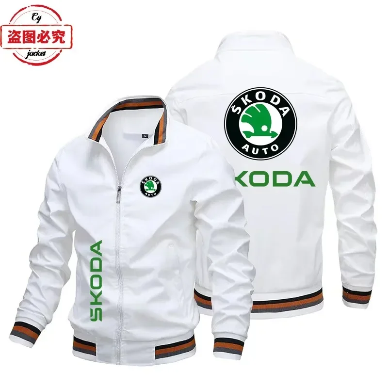 World Championship WRC Rally Skoda Racing Logo Jacket Loose Long Sleeve Top Stand up Collar Jacket Skoda Automotive Logo Jacket