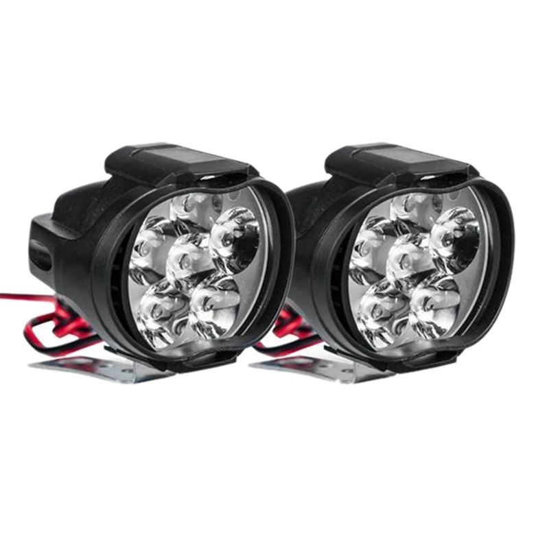 2Pcs 6 Led Motorcycle Light Headlight Assembly 10W 1000Lm Universal Scooter ATV Fog Spotlight 6000K White Car Drl Lamp