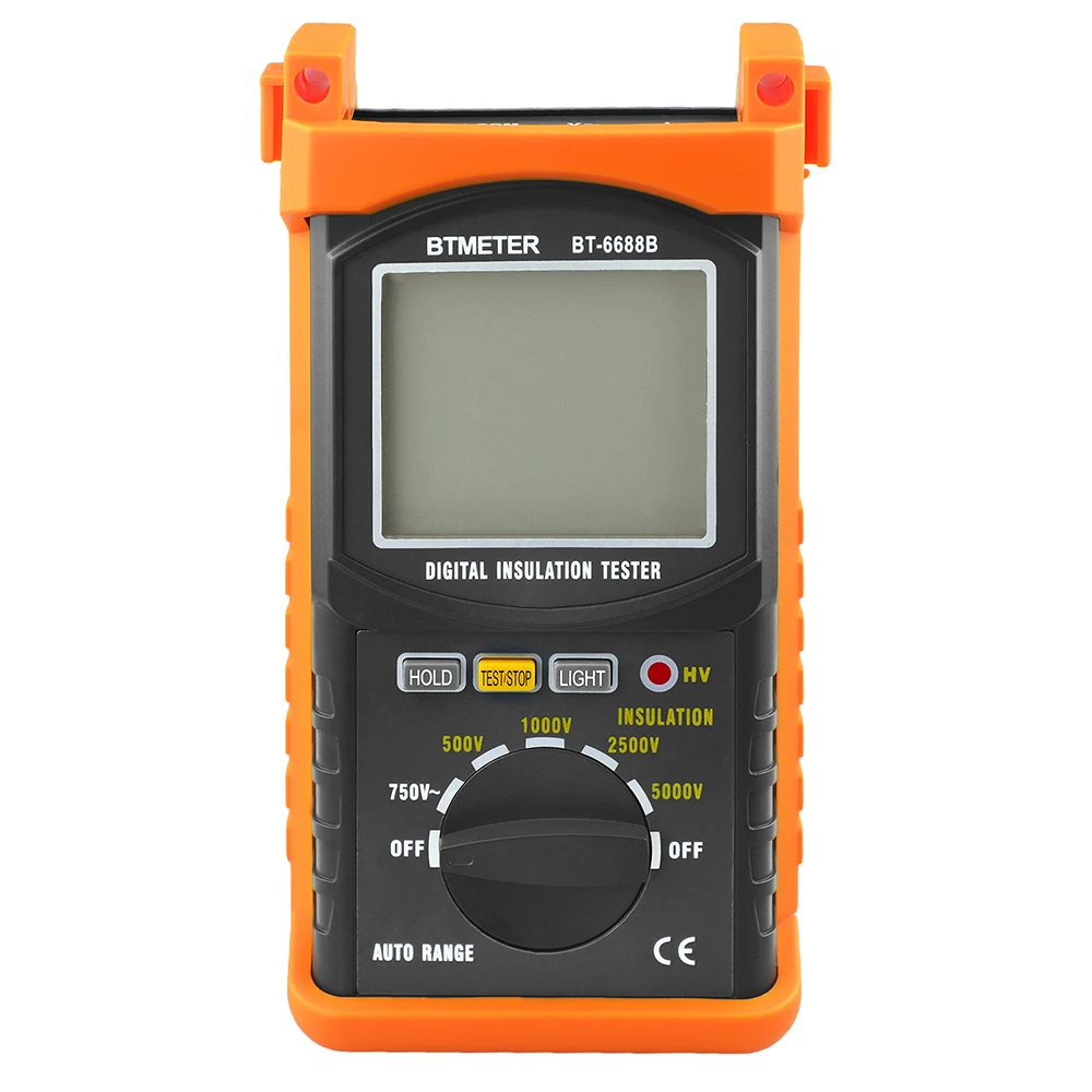 BTMETER BT-6688B Megohmmeter 200GΩ Ohm Digital Insulation Resistance Tester 500V/1kV/2.5kV/5kV Test Voltage Auto Rang Backlight