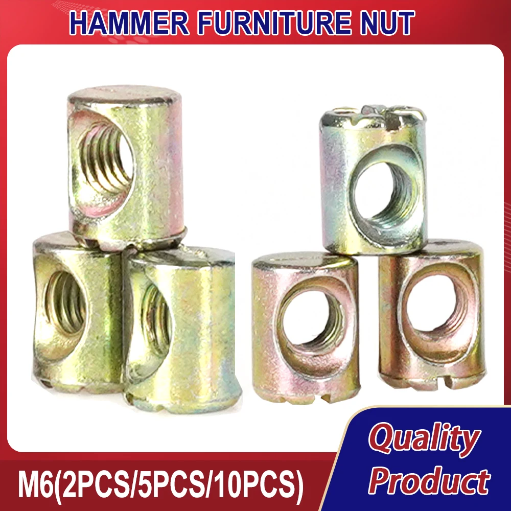 Barrel Bolts  M6 Cross Dowel Phillips Horizontal Hole Nut Hammer Embedded Nut for Furniture Beds Crib Wood Chairs Zine Iron