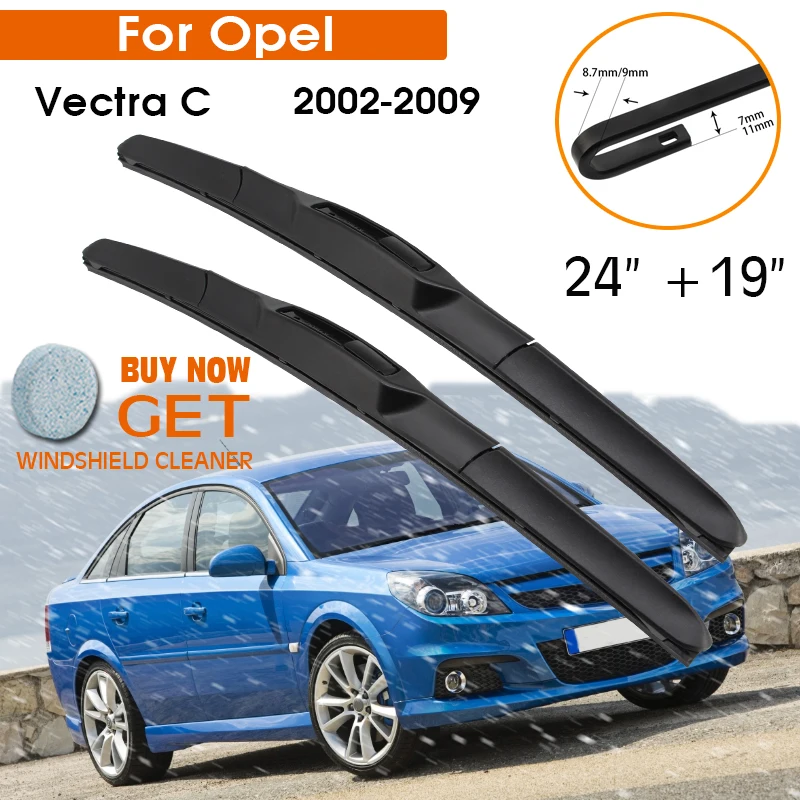 Car Wiper Blade For Opel Vectra C 2002-2009 Windshield Rubber Silicon Refill Front Window Wiper 24"+19" LHD RHD Auto Accessories