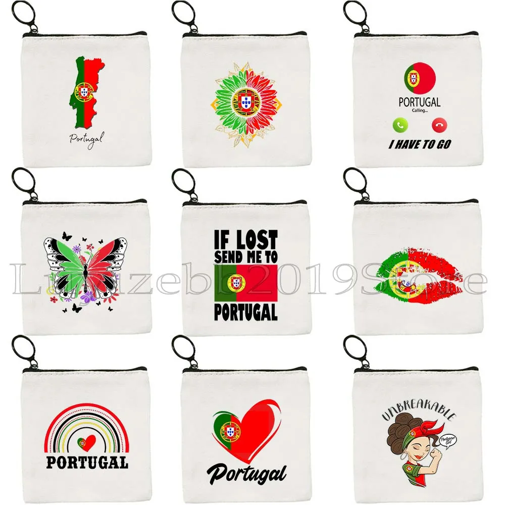 

Lisbon Arms of Portugal Map Flag Butterfly Portugese Girl Sintra Azores Canvas Coin Purse Key Case Small Bag Wallet Zipper Pouch
