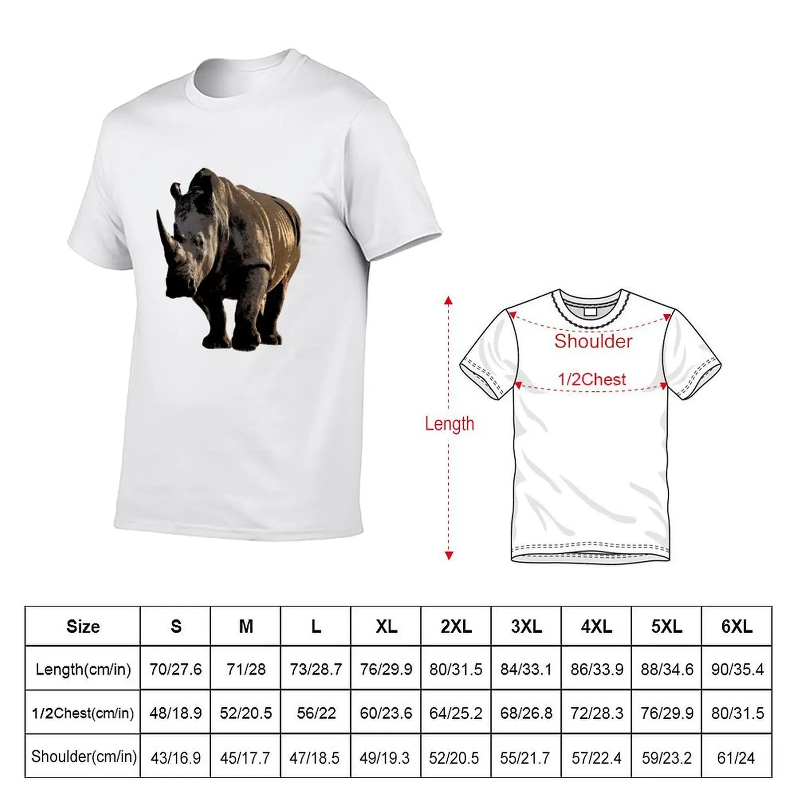 White Rhino Color Print T-Shirt funny meme t-shirts basketball graphic tees heavyweight t shirts for men