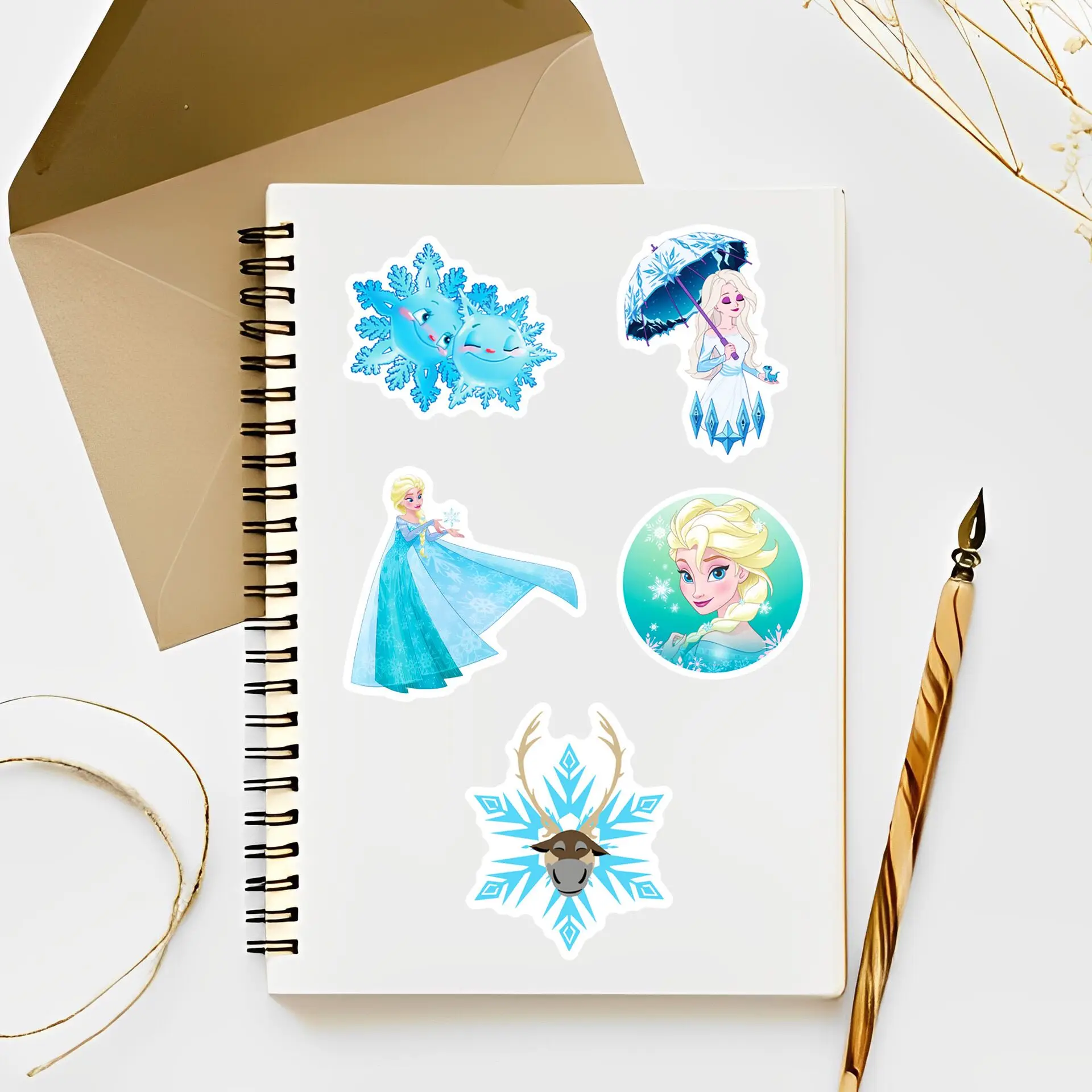 10/50PCS Disney Cartoon Frozen Princess Anna Elsa Stickers Cute Anime Decals DIY Notebook Skateboard Guitar Bike Laptop Sticker