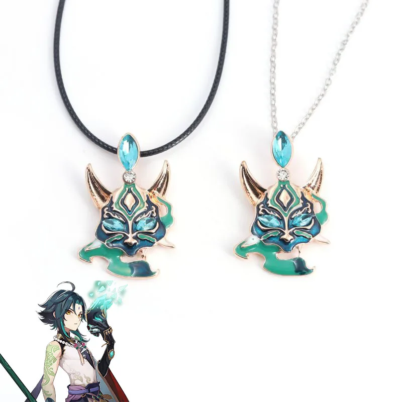 Anime Games Genshin Impact Xiao Cosplay Necklace Unisex Punk Mask Pendant Choker Jewelry Accessories