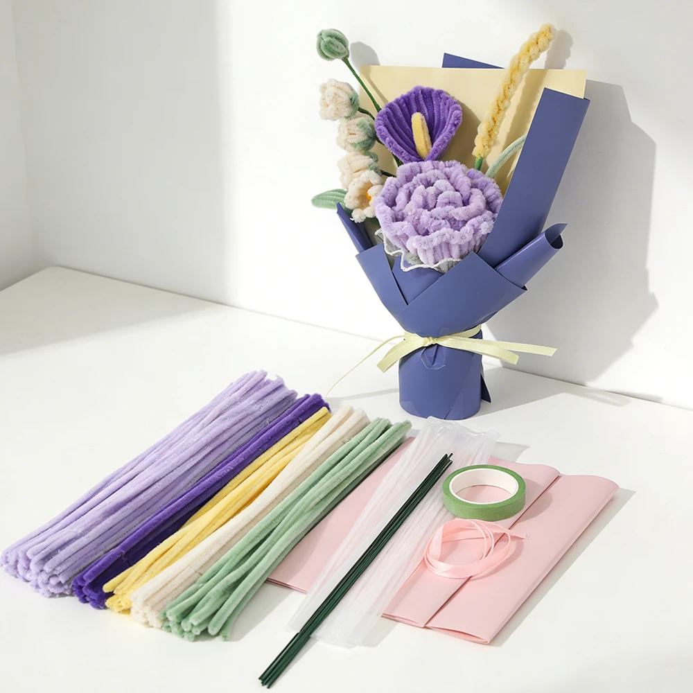 80pcs Pipe Cleaners Craft Supplie 5 Assortment Pastel Color Chenille Stem for Art and Craft Project Creative DIY Decoration