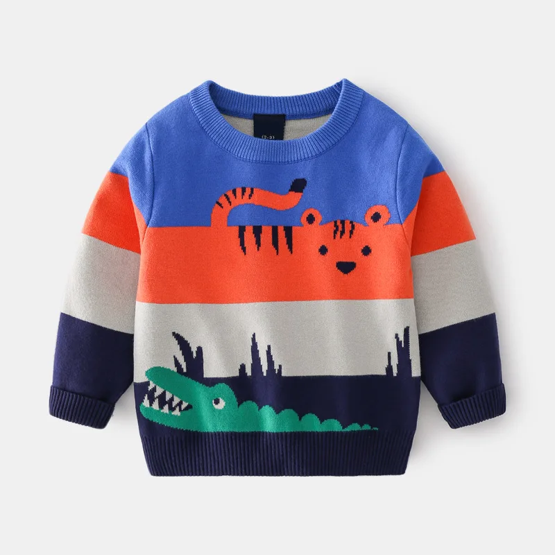 Winter Kids Sweater Animals Cartoon Striped Boys Girls Autumn Knitwear 2-6Year Long Sleeve Clothes Baby Sweaters Children Tops