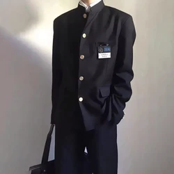 Mens Japanese College Student Uniform Jacket 2024 New Spring College Style Elegant Fashion Stand Collar Blazer Jacket Unisex