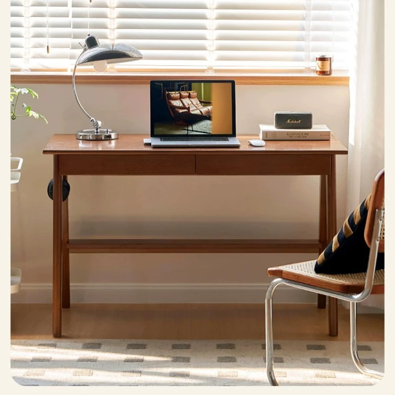 Solid wood desk, retro home study to learn to write medieval office computer desk